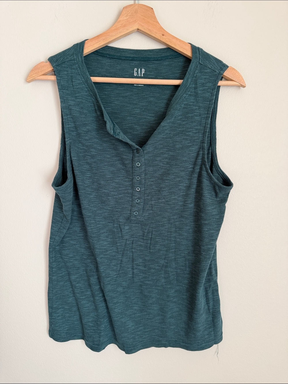 GAP Teal Henley Sleeveless Tank